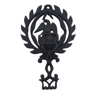 Vintage Cast Iron American Eagle Wall Taper Candle Holder Trivet Wreath Heart